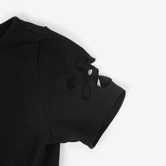 ASOS Floral Cutout Mini Dress Size 6 Black Minimalist Semi-Formal Date Night - Picture 5 of 13